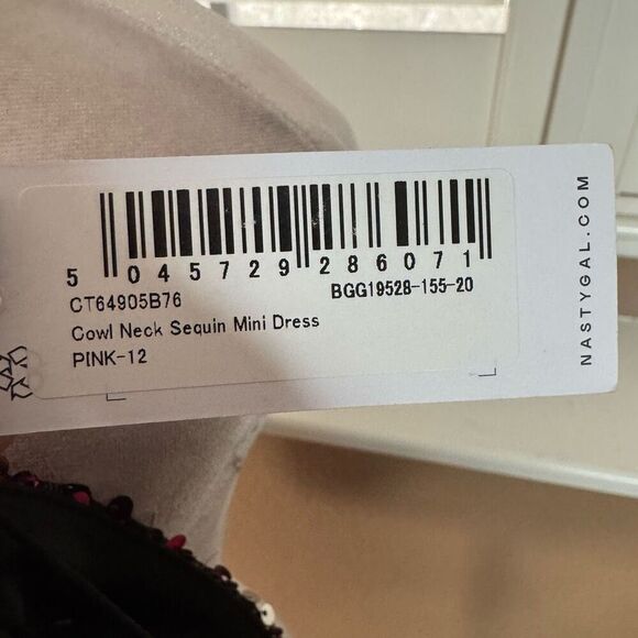 Nasty Gal Women's 8 Cowl Neck Sequin Mini Dress Pink Party Cocktail Disco Barbie - Picture 6 of 7